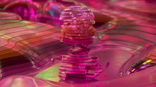 Artificial Intelligence Pink Metal Diamond Head