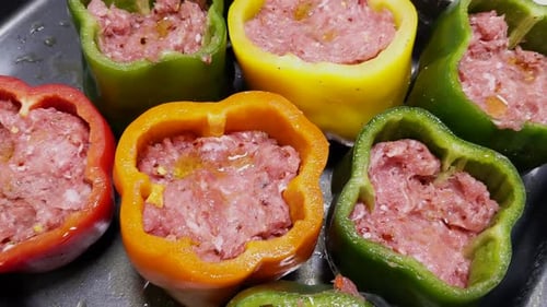Stuffed Colorful Bell Peppers with Ground Meat