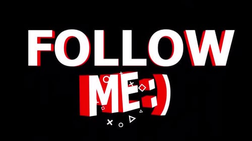 3D-Weiß-Rot-Titel „FOLLOW ME:)“ auf Alpha