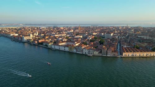 Venice Italy Skyline Aerial View of Basilica and Grand Canal at Sunrise