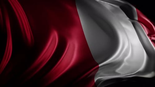 Peru National Flag Waving in Realistic Loop