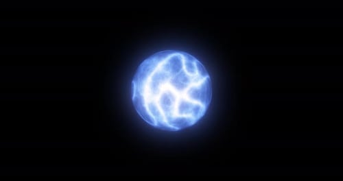Abstrakte Energiekugel mit blauem Stern in 4K-Form als Schleife