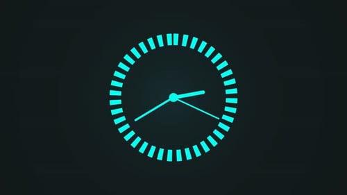 Glowing Digital Clock Interface Time Progress Animation