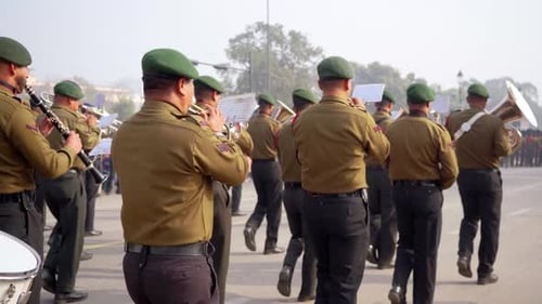 Indian Army Band Rehearsing for Republic Day Parade