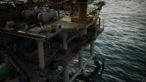 Old Oil Rig Platform in the Ocean