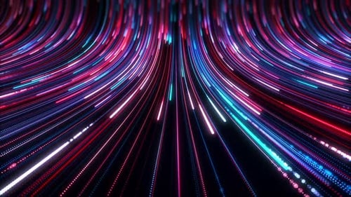 Futuristic Neon Light Trails Flowing Upwards Abstract Background
