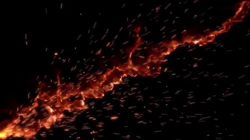 Dynamic Fiery Trail with Embers and Sparks Overlay