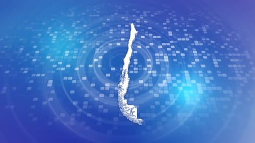 3D Chile Map Reveal on Futuristic Digital Grid Background