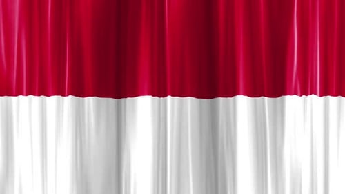 Waving Red and White Flag Curtain Background Animation