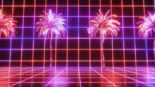 Synth Wave Glowing Palm Trees Loop