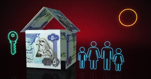 Emirates Emirates Dirham Dubai AED money banknotes paper house on the table