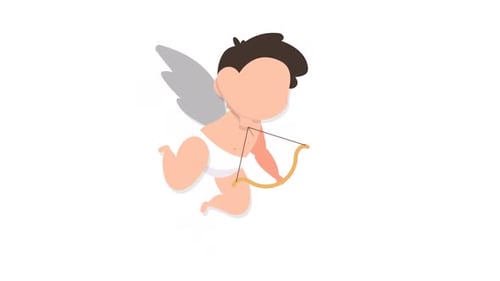 Flat Design Animated Cupid with Heart Arrow