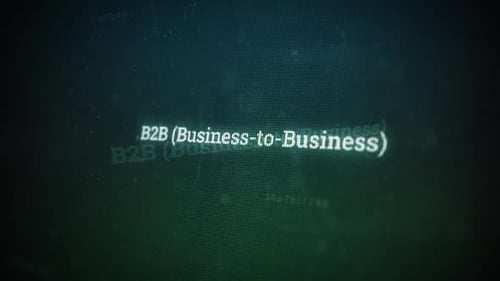 B2B (Business to Business) auf digitalem Bildschirm Nachricht auf Computerbildschirmen V03