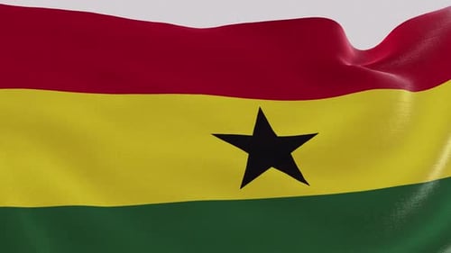 Realistic Ghana Flag Waving Seamless Loop Animation