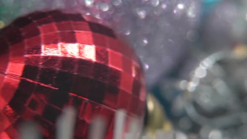 Sparkly Disco Ball Christmas Ornaments Close Up