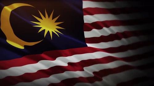 Realistic Animated Malaysian Flag Waving in Slow Motion