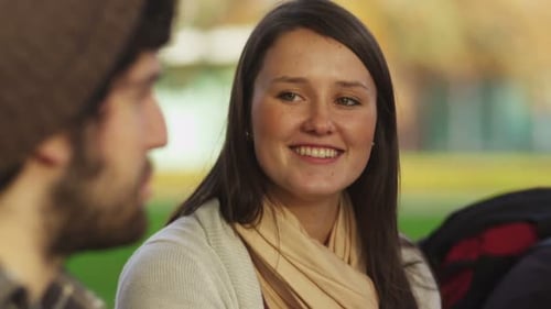 College Students Outdoors Talking 18-19