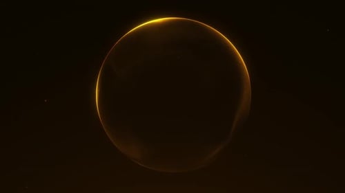 Glowing Golden Plasma Futuristic Energy Orb with Flowing Particles