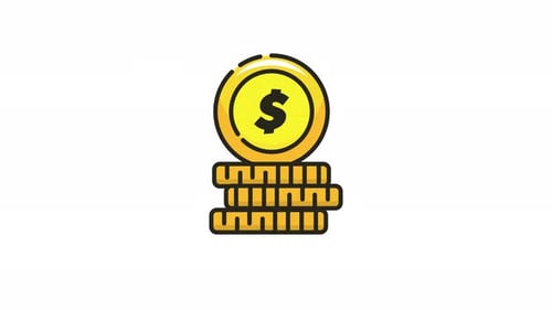 Money icon animation of a stack of gold coins with a dollar sign.