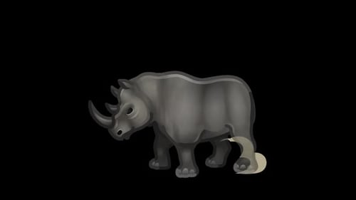 Animated Rhinoceros Character Walking and Stomping