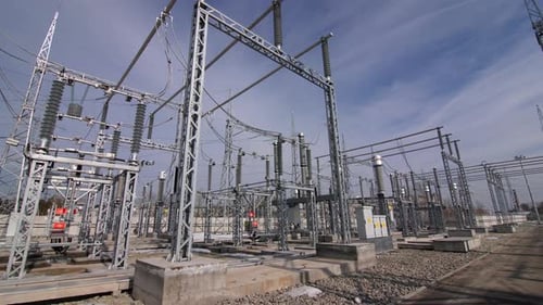 Insulators with Transmission Lines on Supports at Substation