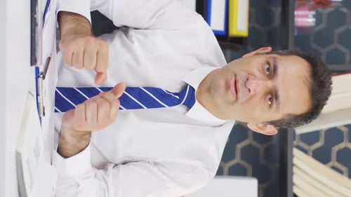 Man in Shirt and Tie Explaining