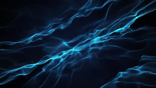 Abstract Blue Digital Wave Particle Flow Background