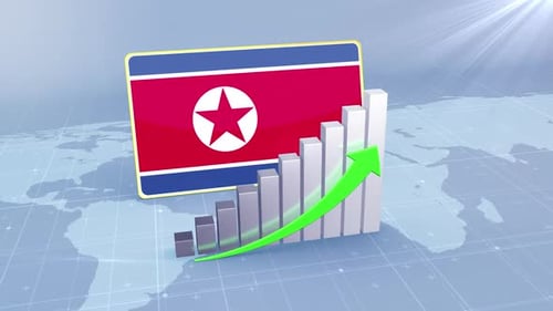 North Korea Economic Growth Bar Chart Graph Rising Green Arrow