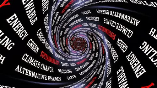 SUSTAINABILITY Keywords on the Tunnel Walls, Background, Loop