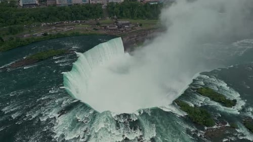 Aerial Cinematic Footage of Cloudy Niagara Falls