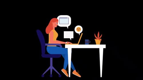 Office Working Woman Alpha Channel