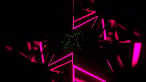Light Green And Pink Figured Strobe Neon Corridor Background Vj Loop L 4 K