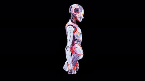 Futuristic Robot In Motion With Led Accents