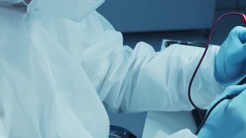 Scientific Laboratory Filled with Various Research Equipment Scientists are Conducting Experiments