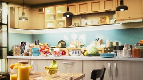 Empty Modern Kitchen Interior in a Contemporary Apartment