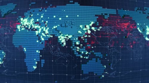 Global Data Network Digital World Map Animation