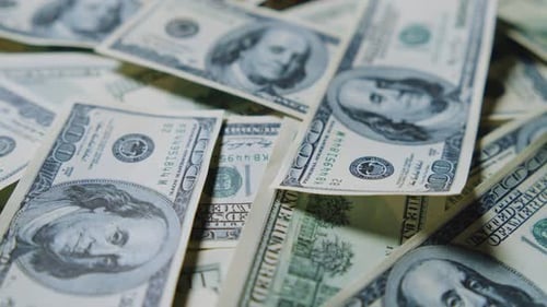 Pile of One Hundred Dollar Bills Close Up