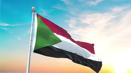 Waving Flag of Sudan Realistic Animation
