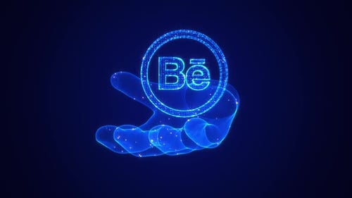 Futuristic Wireframe Hand Displaying Evolving Digital Symbols