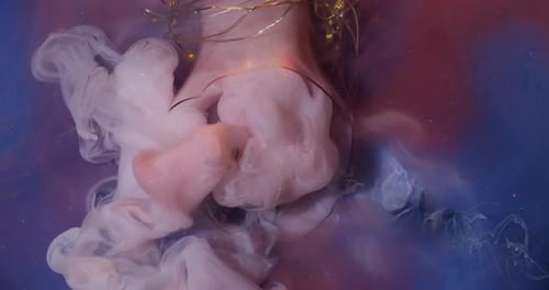 Abstract Ink Swirl with Lights in Liquid