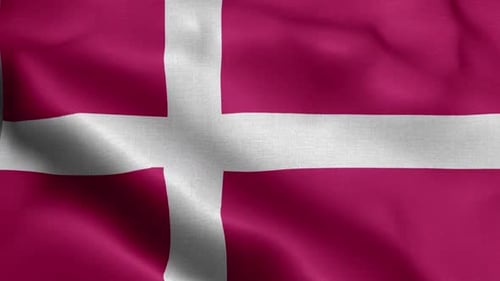 Realistic Danish Flag Waving Seamless Loop