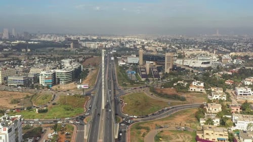 Aerial view of Casablanca with the cable-stayed bridge