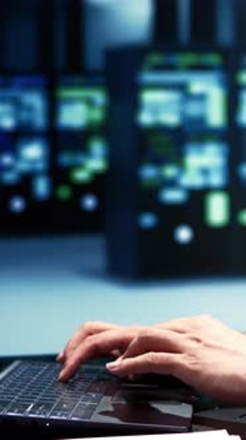 Vertical Frame Technician Performs Server Diagnostic Testing