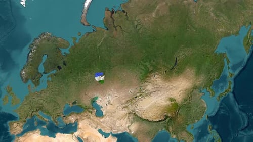 Bashkortostan Map With Waving Flag