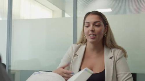 Employee Reports About Project to Boss in Company Office