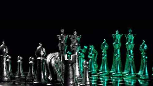 Modern Chess Pieces Animated for Strategic Conflict