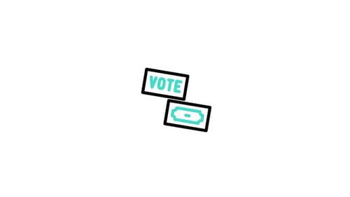 Animated Vote Sign and Ballot Box with Sketchy Outline