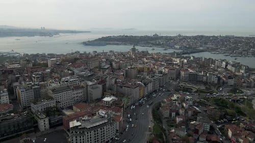 Aerial view of Beyoglu district in Istanbul European Side, Turkey.
