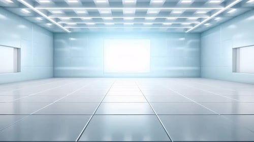 Futuristic Clean Studio with Glowing Screen Background