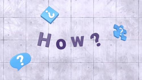 Animated How Question Concepts With Concrete Wall Background.